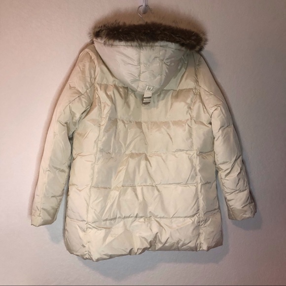 MICHAEL Michael Kors Jacket Cream Down Hooded Jacket Sz L EUC Fur Trim Hood - Picture 14 of 14